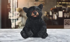 6"H Black Baby Bear Sitting Statue Decoration Figurine Room Decor