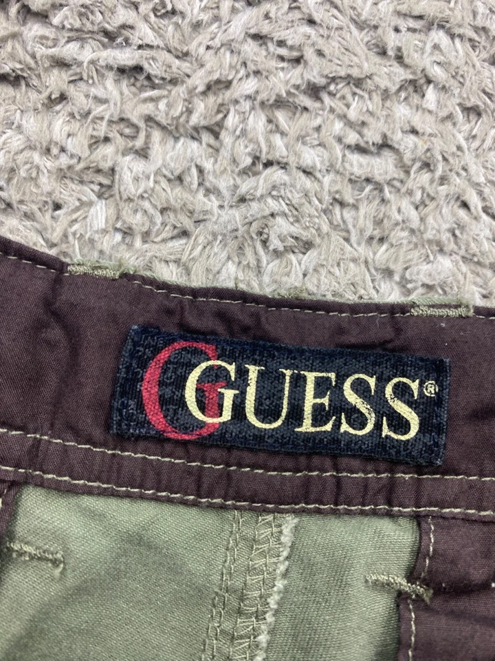 Pantalones Cortos De Colección Guess Hombres 34x12 Verde Salvia Sarga Sueltos Bolsillos con Solapa Chino Años 90 Y2K Foto 3 de 4