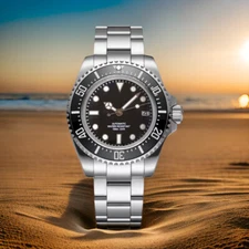 Tandorio NH35A Big 43mm SEA Black Dial Sapphire Automatic Mens Watch Date 10ATM