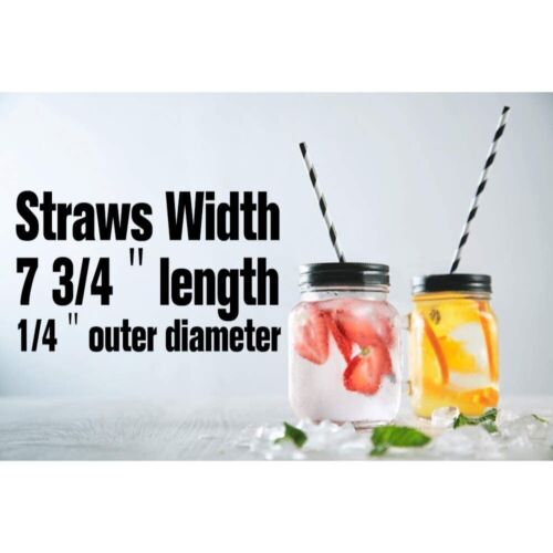 Paper drinking straws black & white swirl biodegradable party supplies birthday - Afbeelding 1 van 2