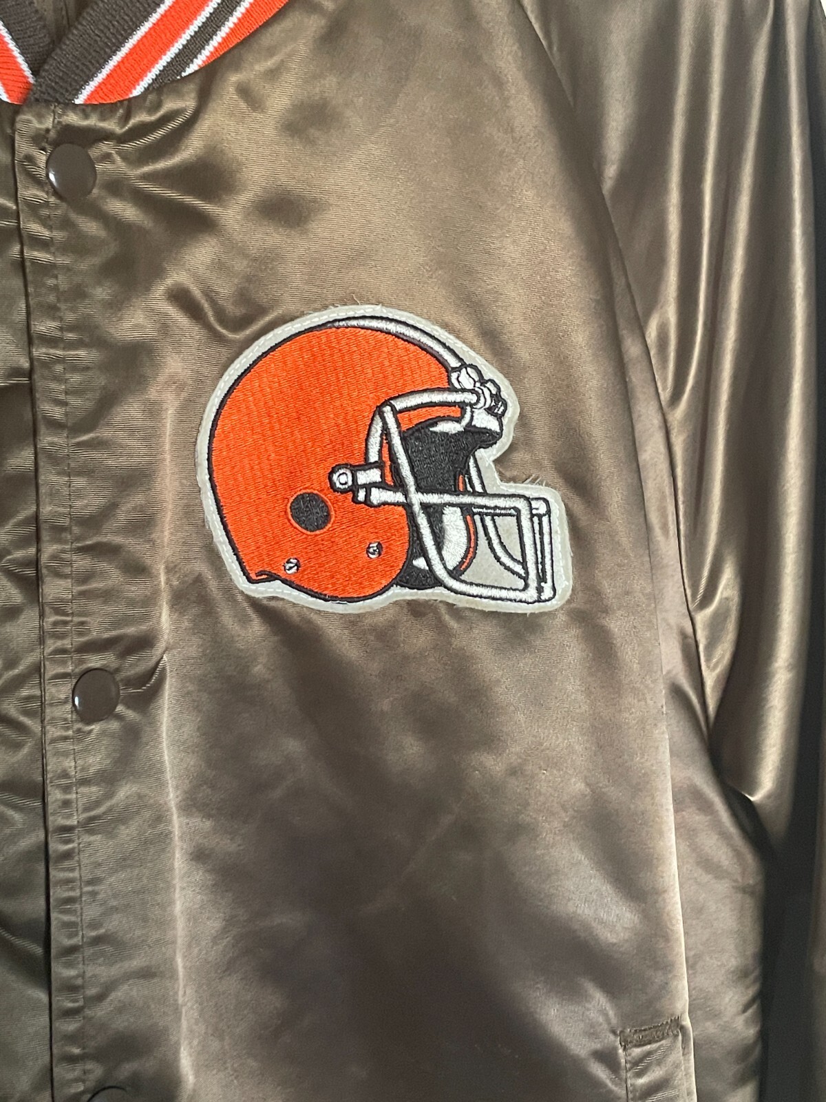 VTG 80s Chalk Line 2XL Cleveland Browns Satin Jacket NFL Mens Brown USA
