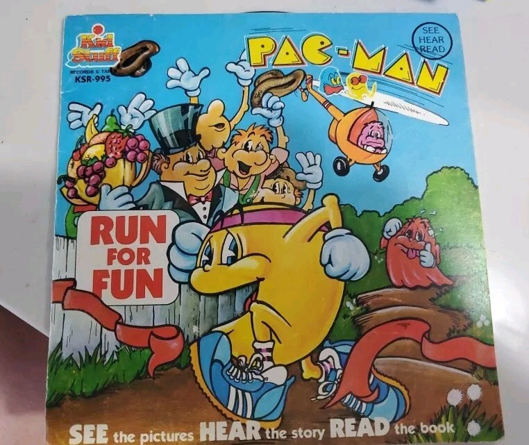 RECOMMENDED RECORDS 紙ジャケ Kid Stuff Records Pac-Man Run for Fun Read Along Book & Record 45