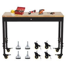 48" Adjustable Height Workbench Work Bench Table 2000 LBS w/ Power Outlets