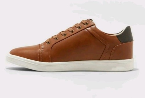 MENS GOODFELLOW 'EDDIE' CASUAL FAUX LEATHER SNEAKERS SHOES LACE UP, BROWN Sz 7 - Picture 2 of 5