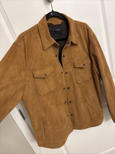 Suede Mens Banana Republic Trucker Jacket Cognac - Picture 3 of 6