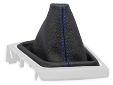 SCHALTMANSCHETT FUR HYUNDAI i20 II 2014-2020 SCHALTSACK LEDER SCHWARZ NAHT BLAU