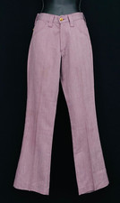 Vintage 1970s purple striped pants, straight leg slacks pleated Farah XS pink
