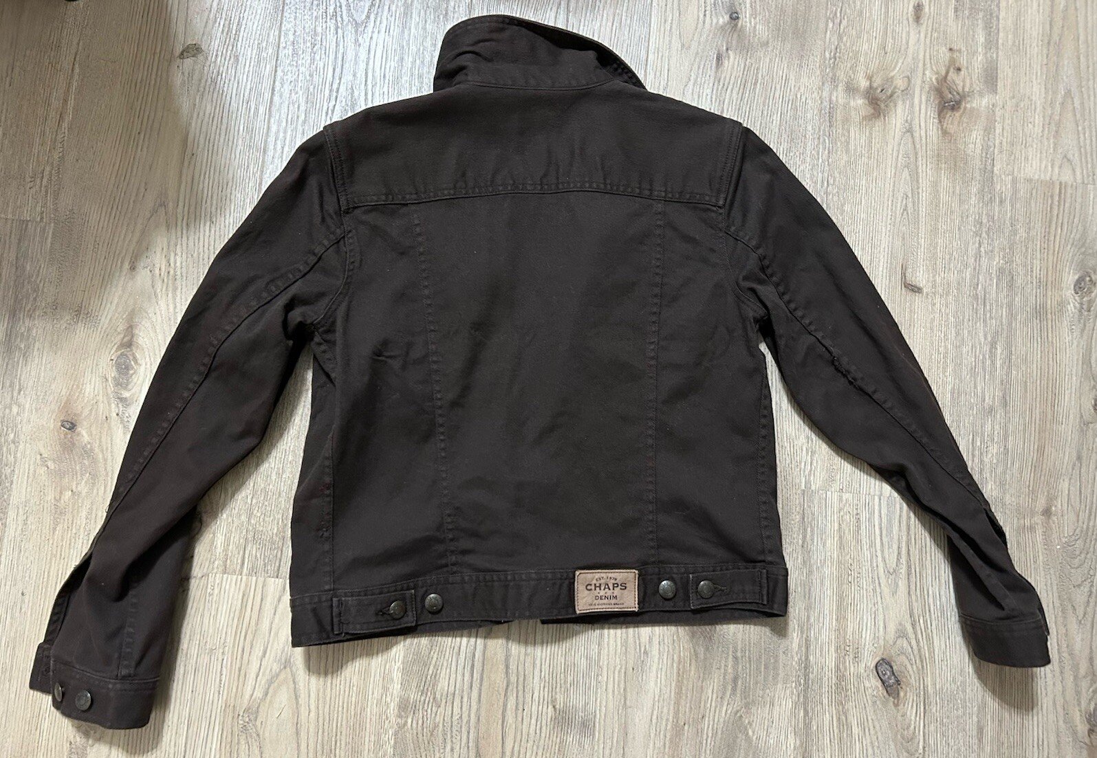 CHAPS Solid Brown Denim Stretch Cotton Jacket Sma… - image 4