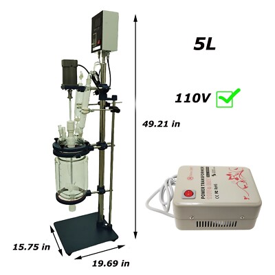 5L 110V Pilot Plant Jacketed Glass Chemical Reactor Glass Reactor Lab Glassware