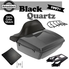Advan Black Quartz King Tour Pack Trunk Luggage For 1997+ Harley Touring