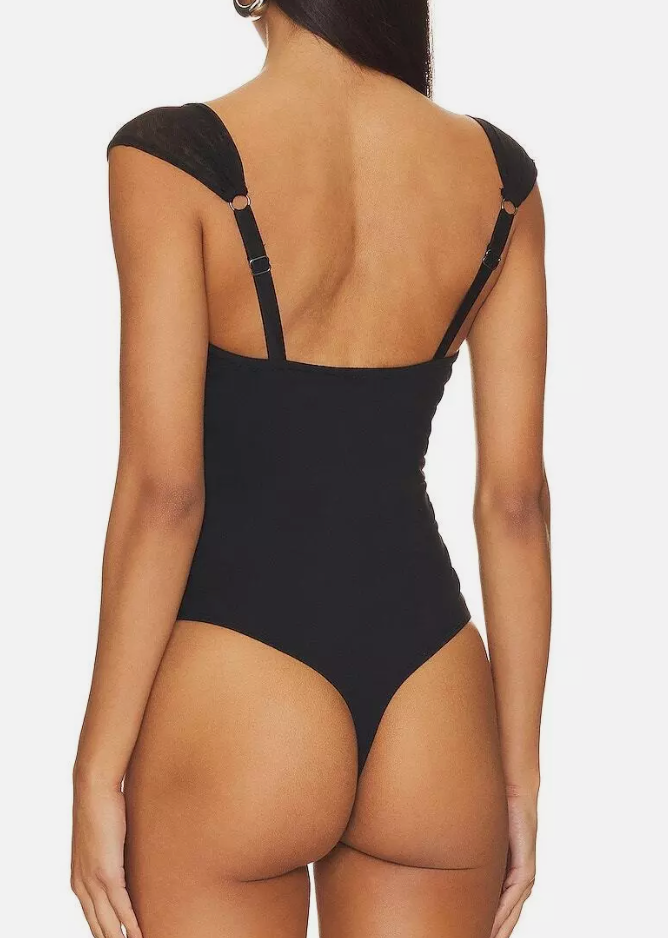 NEW FREE PEOPLE INTIMATELY BLACK DOUBLE TAKE BODYSUIT TOP SZ