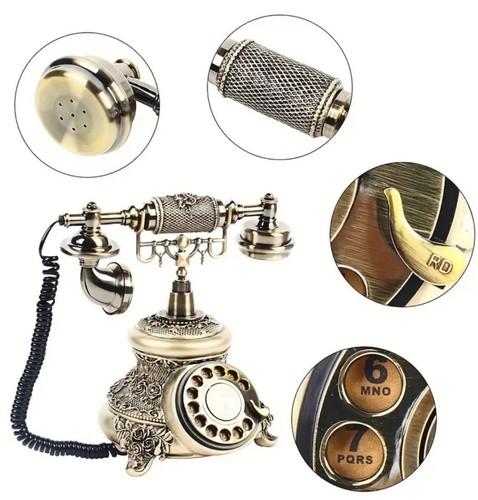 Vintage Handset Rotary Dial Phone Antique Old Fashioned Telephone European Style - Zdjęcie 5 z 7