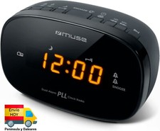 RADIO RELOJ DESPERTADOR A PILAS RADIO FM ALARMA PANTALLA LED