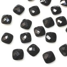 Wholesale Lot 10mm Cushion Checkered Cut Black Spinel Loose Calibrated Gemstone