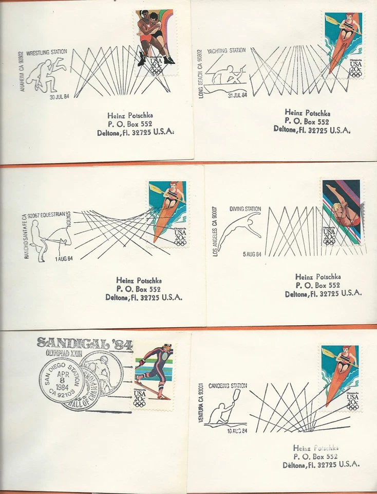 LOS ANGELES 1984 SUMMER OLYMPICS 24 USA COVERS OLYMPIC SITES OFFICIAL CANCELS - Image 4 of 4
