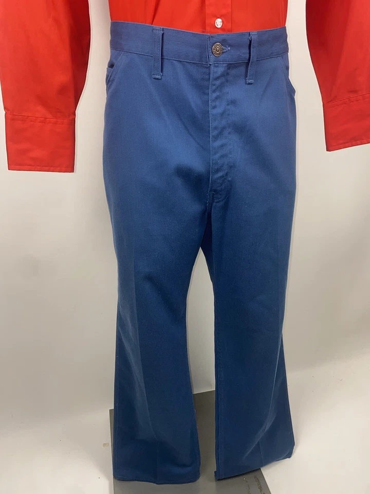 Calça Levis Vintage GRANDE E Sta Prest Levi’s Azul Perna Larga Disco Anos 70 Masculina 40 31 - Imagem 4 de 4