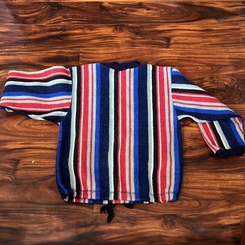 VTG 90's Boys GOTCHA Blue/Red/Gray Striped Pullover Drawstring Sweater Fits 8/10 - Picture 3 of 6