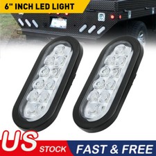 Pair 6 Trailer Truck 10 Led Sealed Clearwhite Oval Stop Turn Brake Tail Lights