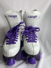 Chicago Ladies White Purple Classic Quad Roller Skates Size 8 US / 39 EU Derby