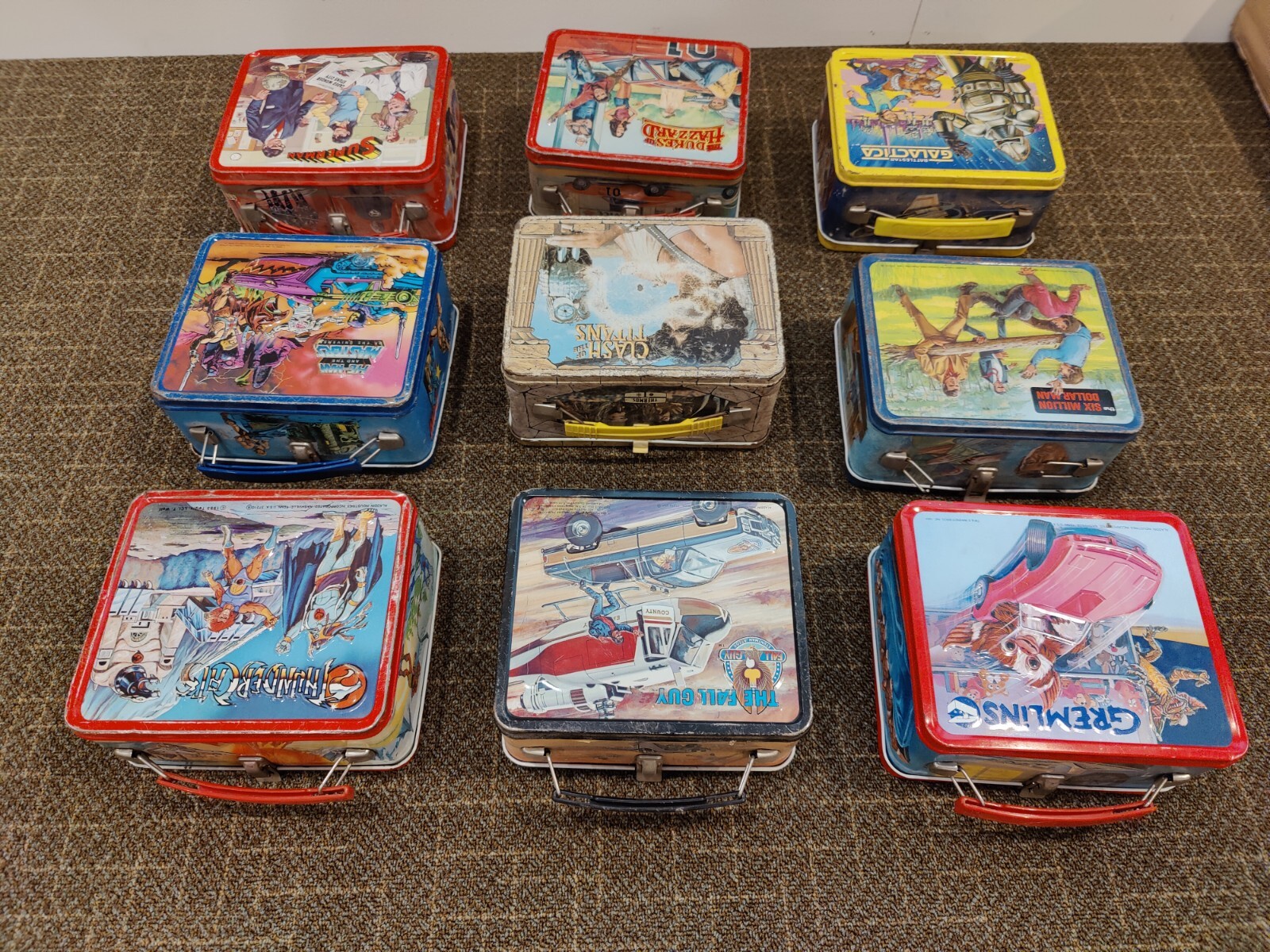 Vintage metal lunch box lot x9 eBay