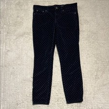 J.Crew Navy Blue Velvet Polka Dot Pants Toothpick Womens Size 26