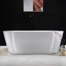 59 inch Acrylic Freestanding tub Long Lasting Bathroom Tub Glossy White Finish