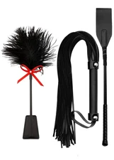 MALINERO Flogger for Sex Play Feather Tickler Leather Paddle for Adults Bedro...