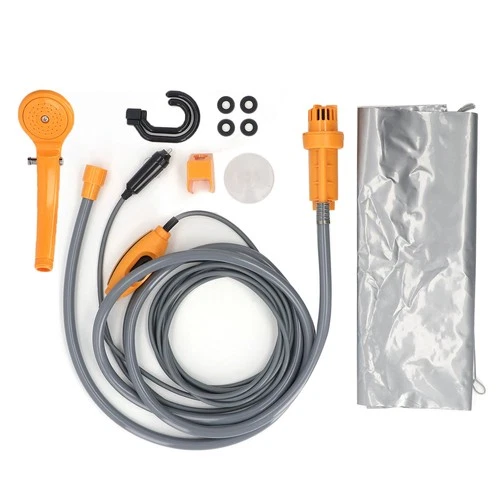 12V Portable Outdoor Camping Shower Pump w/ Shower Head for Camping Pet Cleaning
