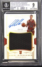 2017-18 National Treasures Rookie Patch Auto #107 Lauri Markkanen /15 BGS BAS 9