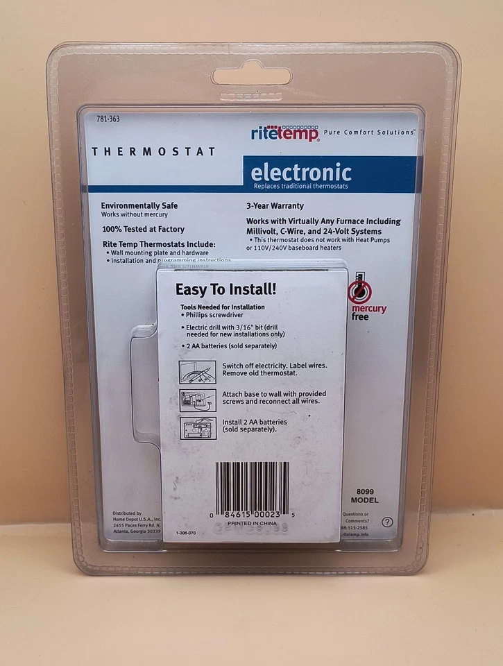 ritetemp™ Pure Comfort Solutions™ Universal Replacement Heat/Cool Thermostat.NEW - Image 2 of 4