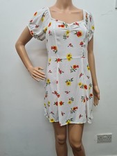 Ladies White Floral Mini Dress Size M (10) By Forever 21 Summer 