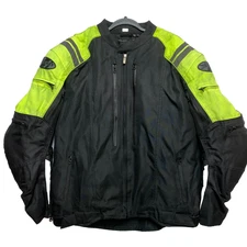 Joe Rocket Motorcycle Jacket Mens XL Green Black Green Armored Liner Hi Viz