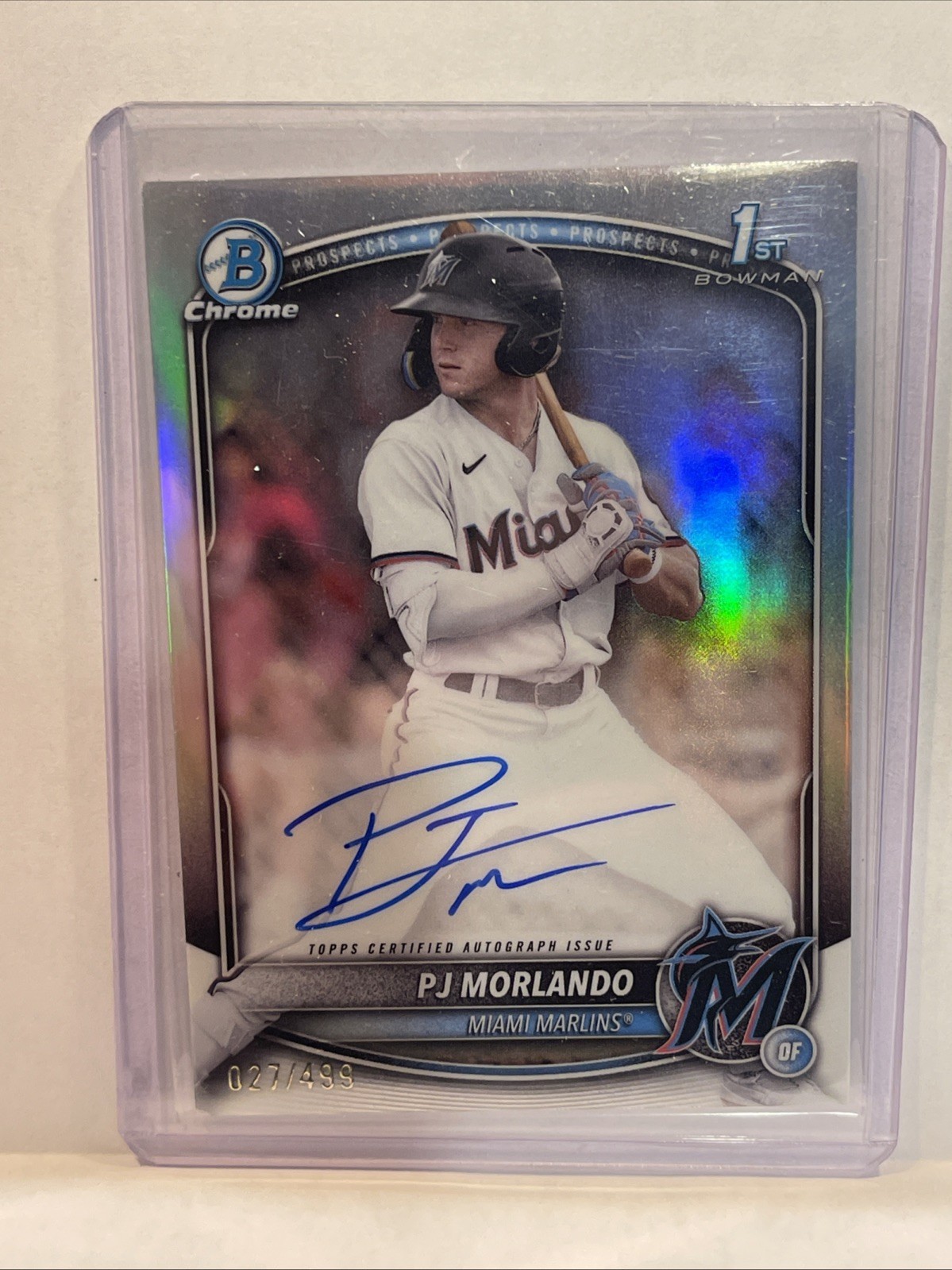 2025 Bowman Chrome PJ Morlando 1st Refractor Auto #027/499 #CPA-PM Marlins