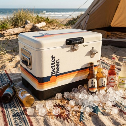 Better Beer 54Qt Vintage Cooler: Heavy Duty, Insulated, w/ Drain & Bottle Opener