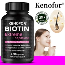 Biotin 10,000 mcg 120 Capsules - Promotes Skin Health - Maintains Hydration