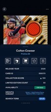 Colton Cowser Digital Bunt Gold Pristine Pieces Signature Relic Legendary /50