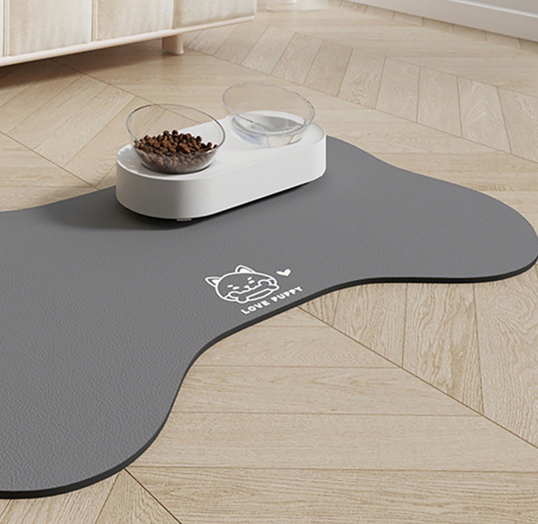 Mat Bone Shaped Pet Feeding Mat Quick Absorb Bowl Placemat Rubber
