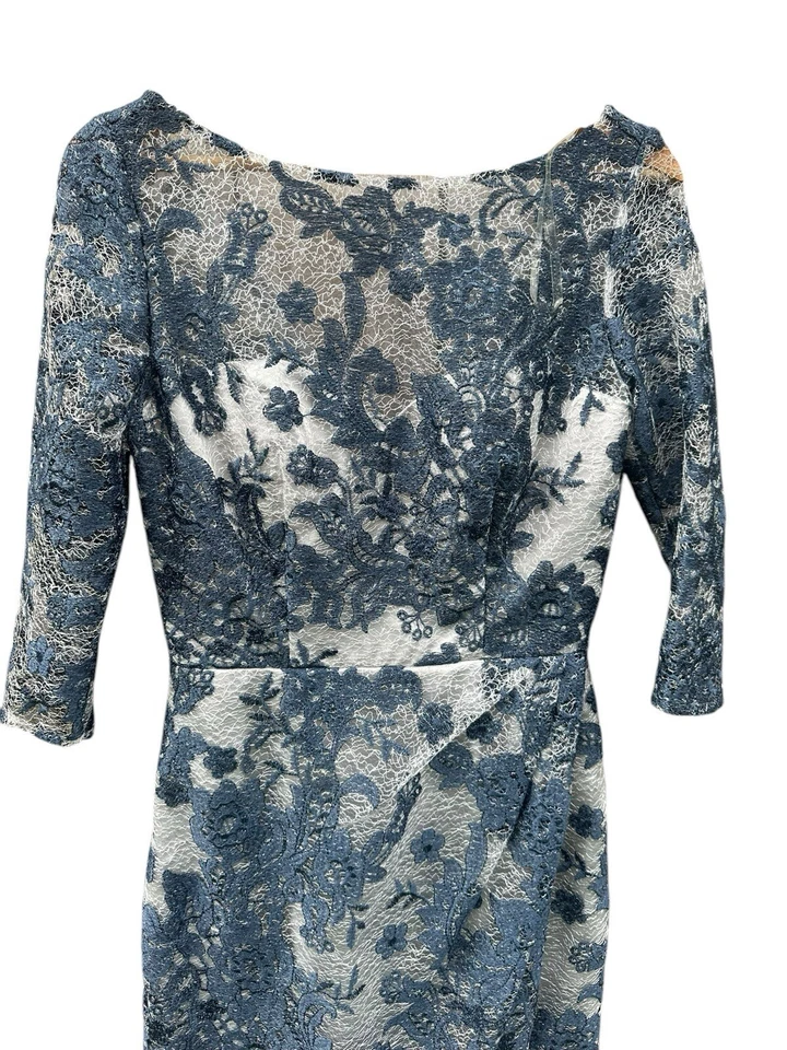 Js Collections Women Blue Floral-Embroidered  Wedding MOB Gown Dress 2 $375 NEW - Image 4 of 4