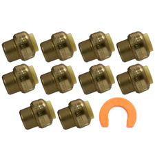 10 Pack  XFITTING 1/2" Push Fit Cap w/ 1 Clip, Push to Connect End Cap Plug