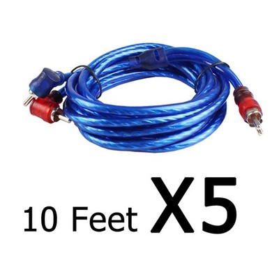 5PCS RCA Audio Jack Cable 2 Way Splitter Adapter 2 Male to Male L/R Wire 10 Feet