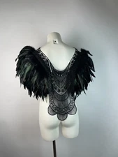 Black Adult Angel Wings Chain HALTER top with Lace ONE SIZE Bunring Man Rave