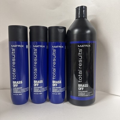 3 PACK , MATRIX TOTAL RESULTS BRASS OFF SHAMPOO 10.1 OZ & Conditioner liter