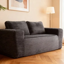 Loveseat Corduroy Couch Memory Foam Couch Floor Sofa Lounge Compressed Couch