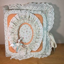 Vintage Handmade Fabric-covered Scrapbook Photo Album Cottage Core Granny 17 Pgs