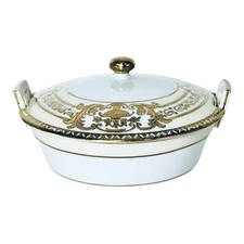 Noritake 37532-77630 Handpainted Gold Encrusted Urn Butter Tub w/ Lid & Strainer
