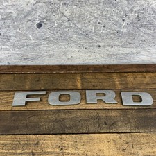 Vintage Ford Emblem Badge Ford Trucktailgate Rear Alloy Silver Block Letter