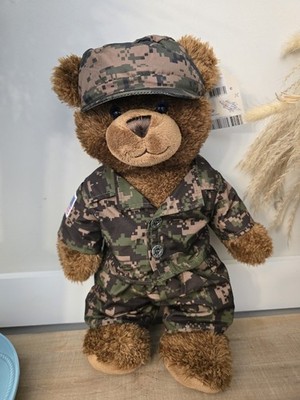 Build A Bear Posable Tedy Bear Plush 16''Jointed Stuffed militarystyle camouflage