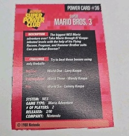 1990s Nintendo Super Power Club Magazine Card #36 Super Mario Bros 3 NES Tanooki