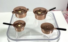 Dollhouse Miniatures Copper Cookware w/ Black Handles 8 pcs.