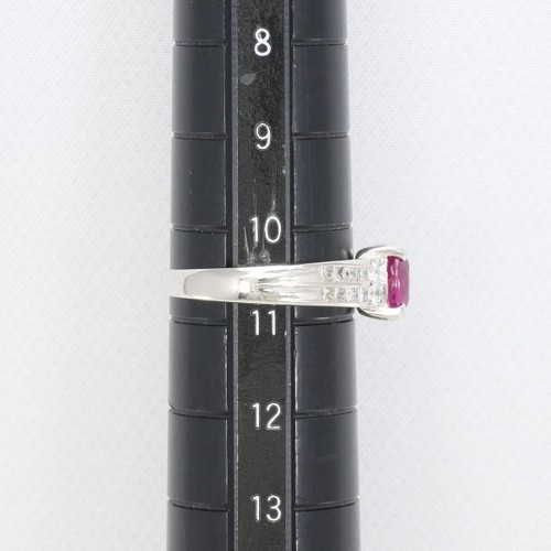 Platinum 900 ring 10.5 size Ruby 0.98 Diamond About4.4g Free shipping Used - Picture 7 of 9